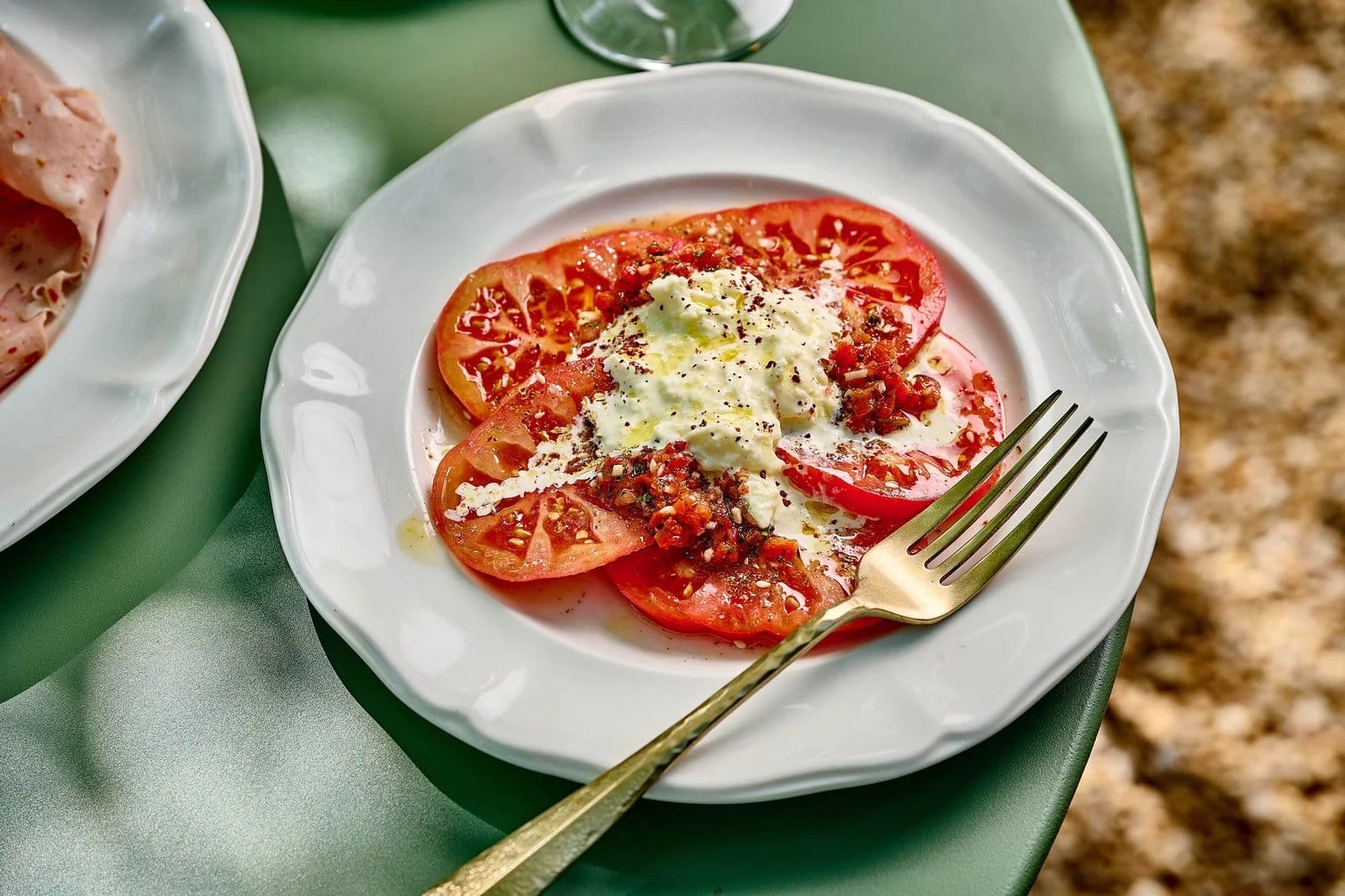Caprese salad with tomato, fresh mozzarella and basil at Cezan Trattoria and Bar, Broke, Hunter Valley