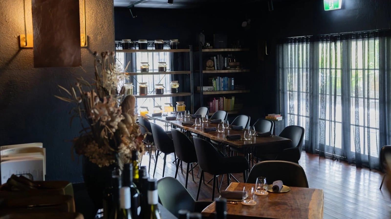 Dining room set for service at EXP. Restaurant, Pokolbin, Hunter Valley