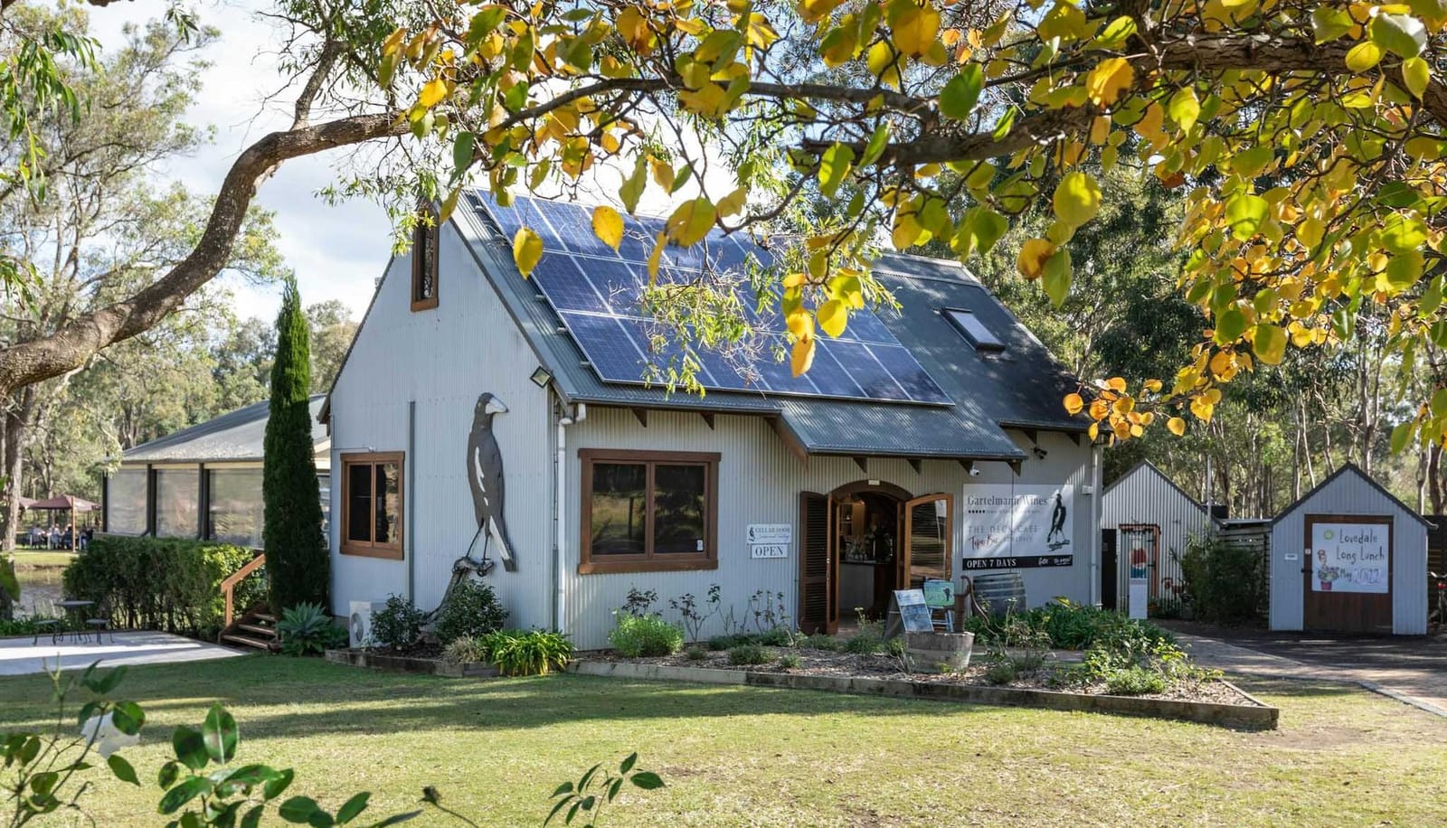 Gartelmann's solar-powered cellar door and grounds at Lovedale, Hunter Valley