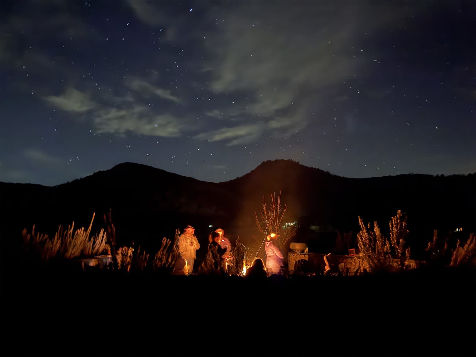 Firepit at night, likely the Brokenback Firelight evening tasting experience