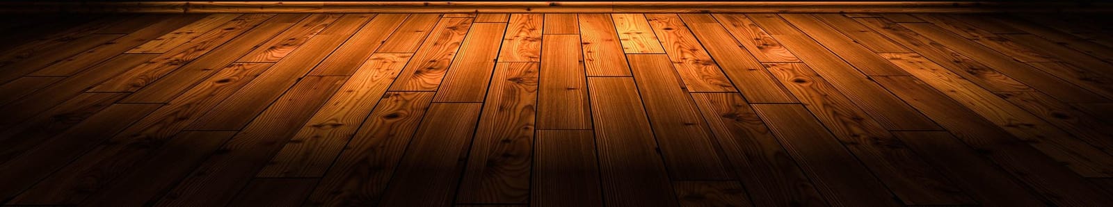Wooden floor boards illuminated by gallery overhead spotlights