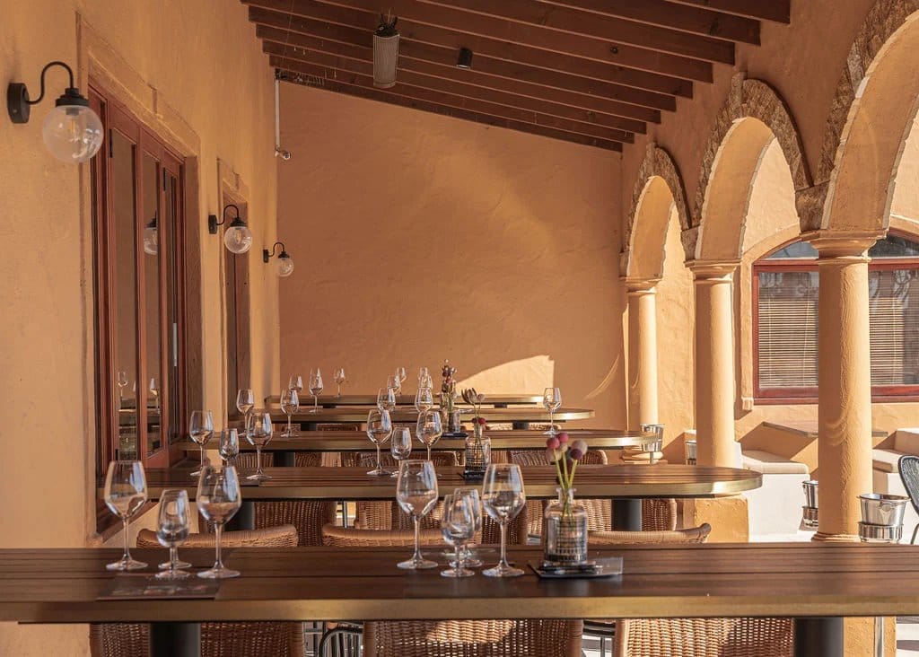 The covered dining terrace at Iron Gate Kitchen