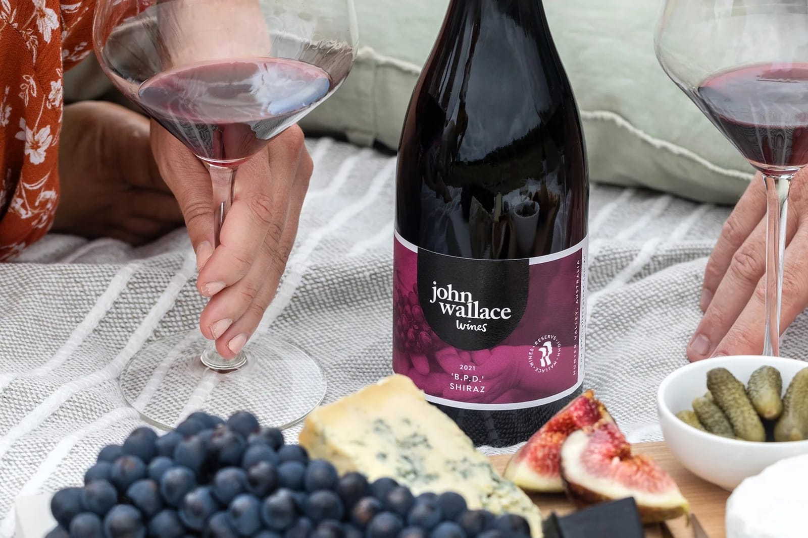 Wine tasting of John Wallace Shiraz with gourmet food pairings