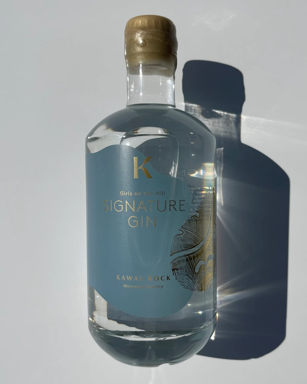 Bottle of Kawal Rock Girls on the Hill signature gin in studio setting