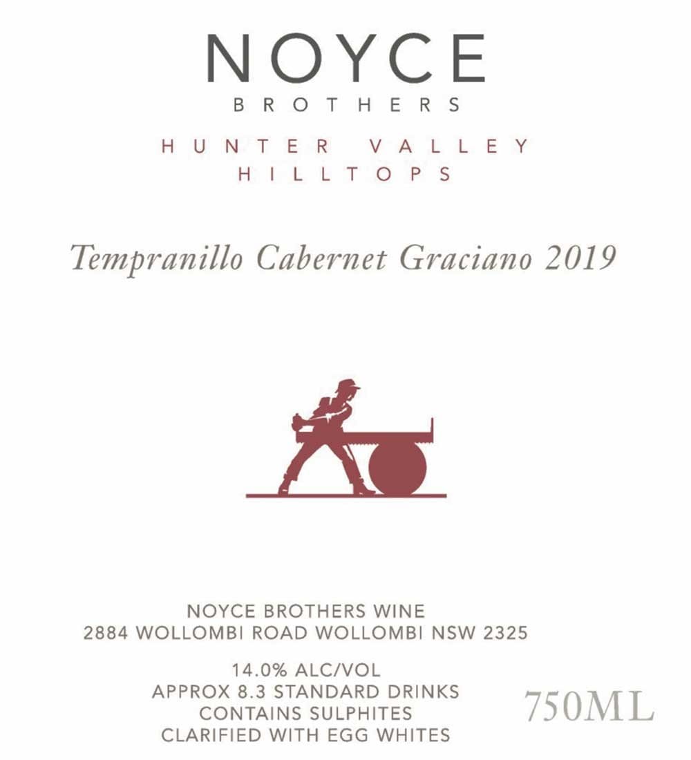 Noyce Brothers wine bottle label with house logo