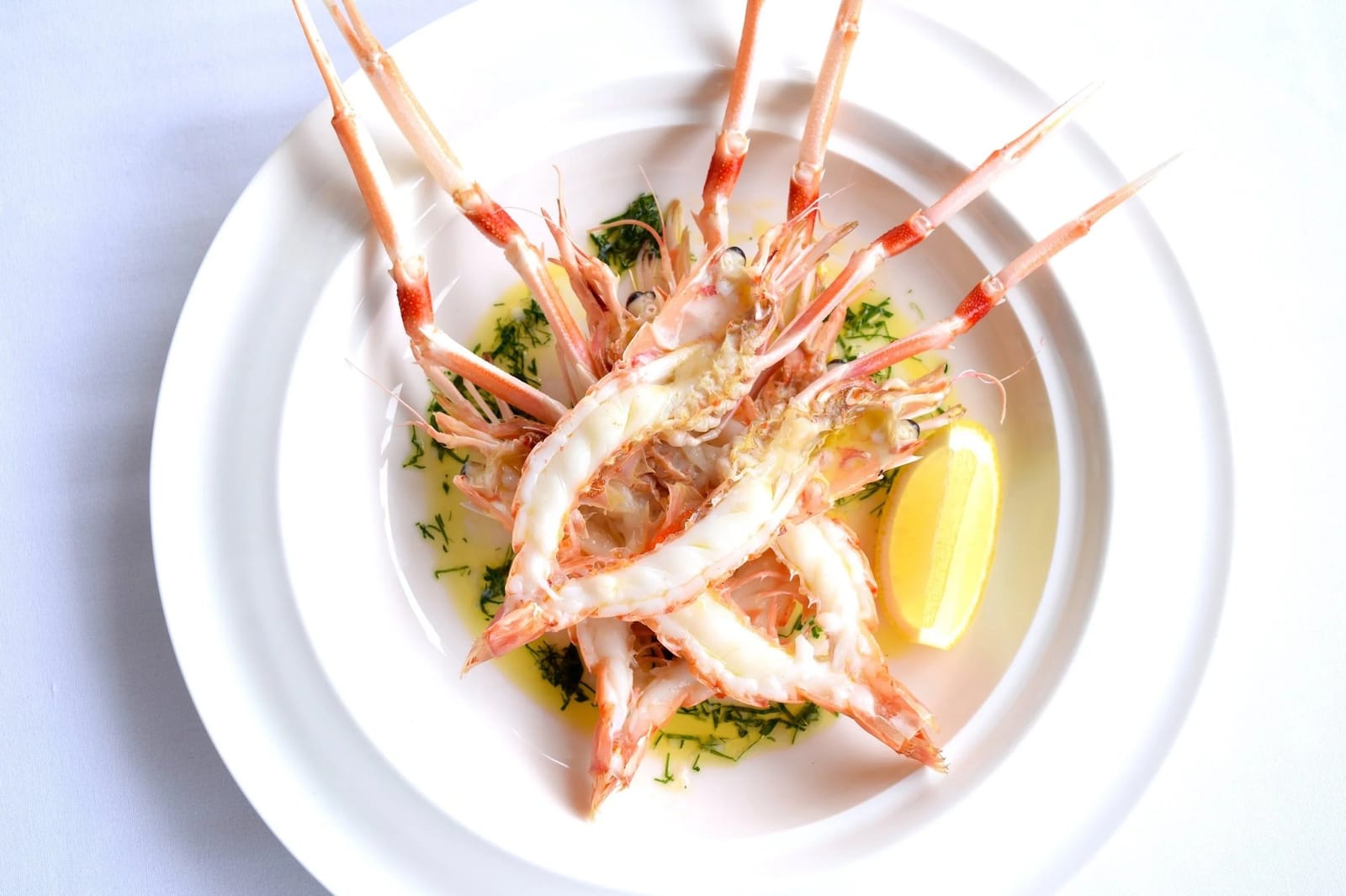 Seafood entree with lemon at Pescara Restaurant, Pokolbin, Hunter Valley