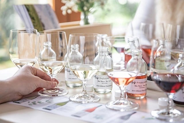 Tasting flight of Scarborough wines with cheese at the cellar door