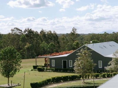 Elevated view of the Squires Vineyard homestead and grounds, Belford, Hunter Valley