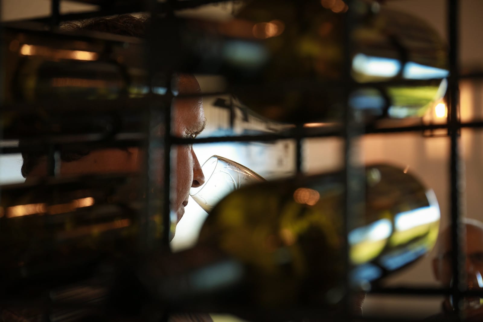 Wine samples in glasses arranged with tasting notes