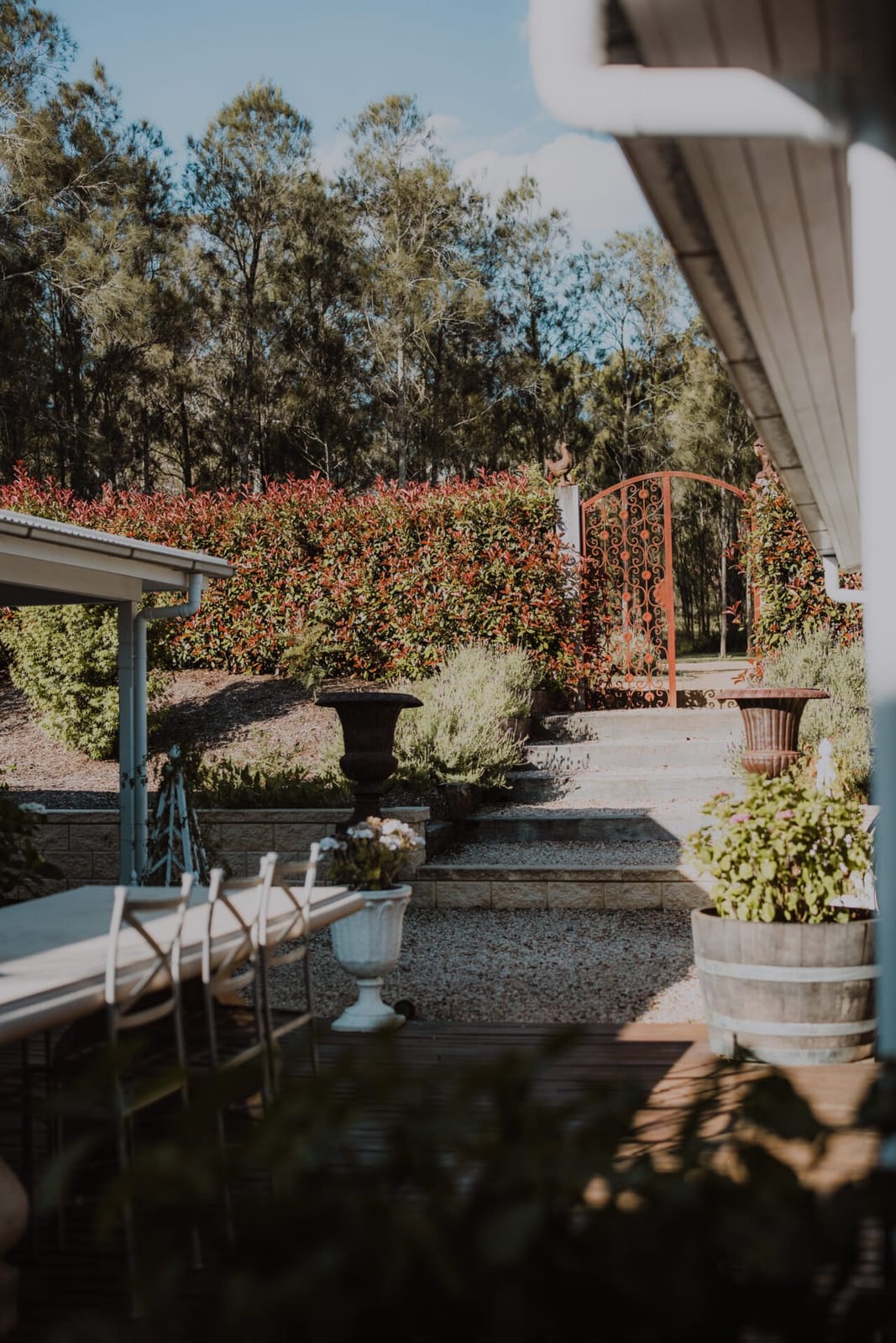 Garden path and wrought iron gate at Thistle Hill Guesthouse, Broke, Hunter Valley